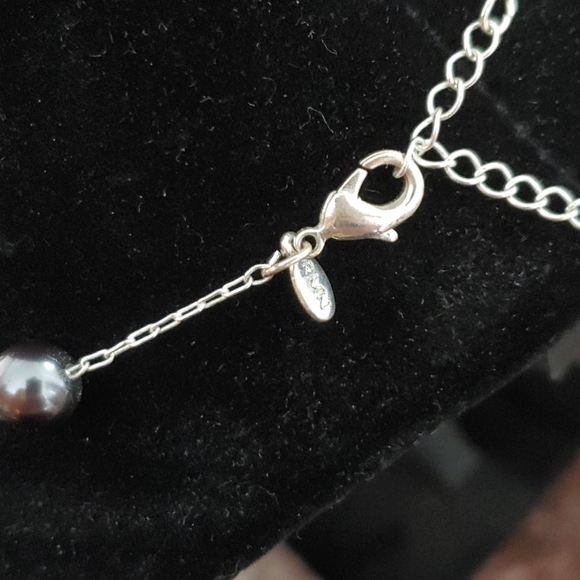 Roman RMN Grey Pearl/Silver Chain Choker Necklace - Picture 2 of 4